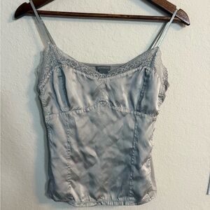 Ann Taylor Gray Lace Trim Cami Top